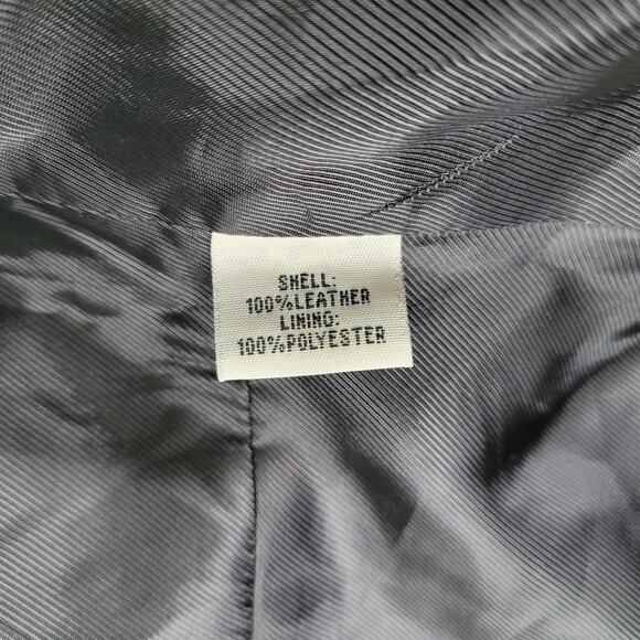 Kenneth Cole Genuine Leather Jacket Blazer Womens XS P Black Waterfall Front - Picture 11 of 14